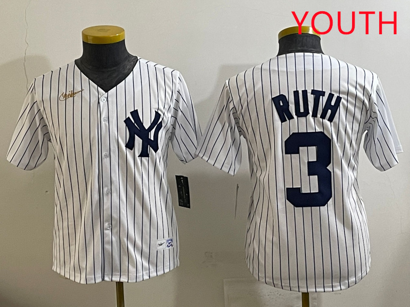 Youth New York Yankees #3 Ruth White 2025 Nike MLB jersey style 5->youth mlb jersey->Youth Jersey